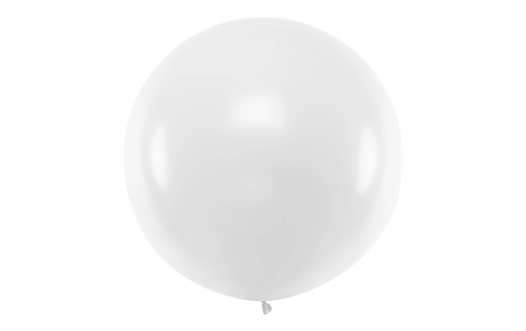 Partydeco Ballon de baudruche Pastel rond 1 m, Blanc