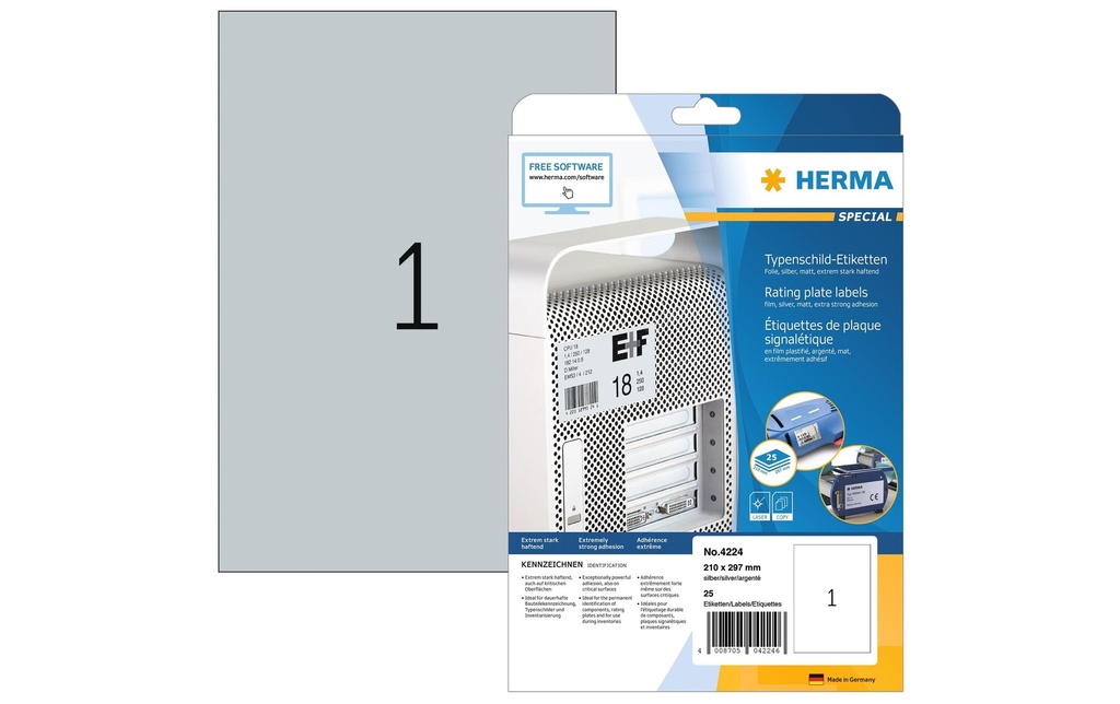 HERMA Etiquettes Spec.210x297 argent (25 pces)