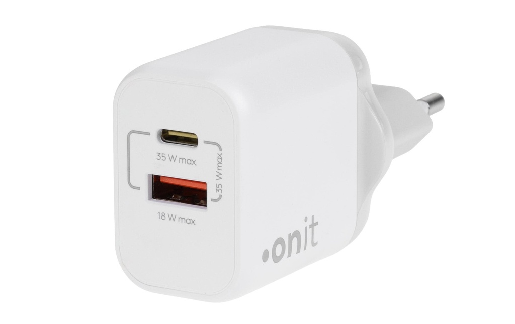 onit Chargeur mural USB Dual 1C1A 35 W GaN Blanc