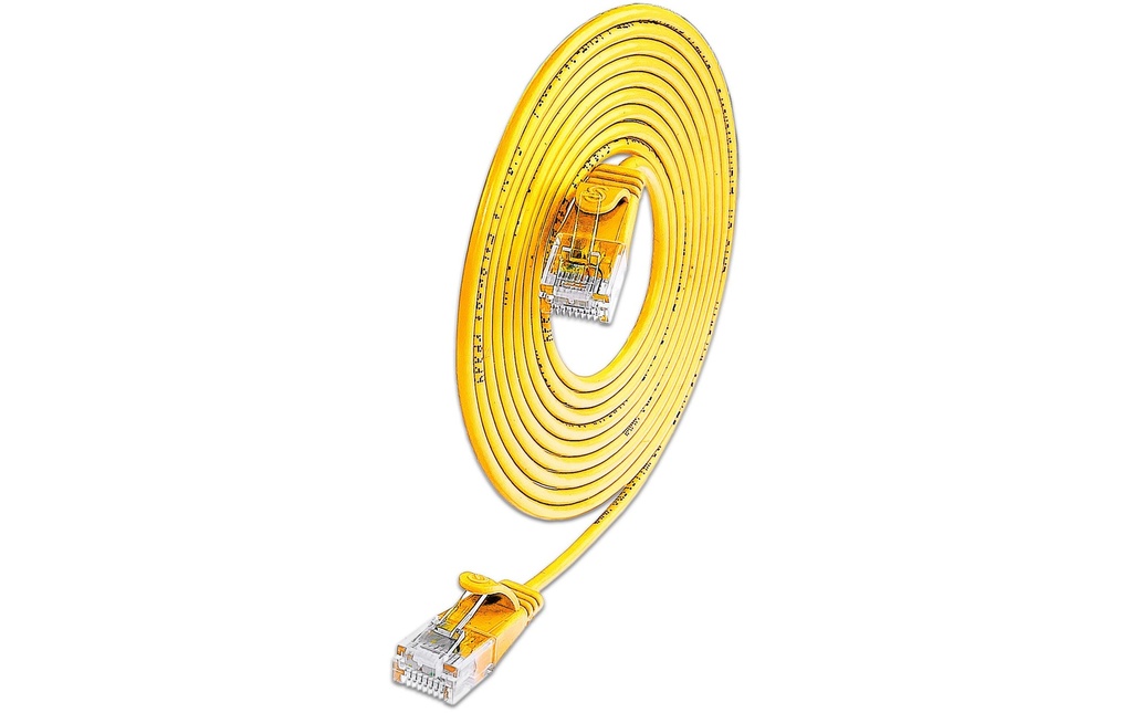 SLIM Câble patch slim RJ-45 - RJ-45, Cat 6A, U/UTP, 7.5 m, Jaune