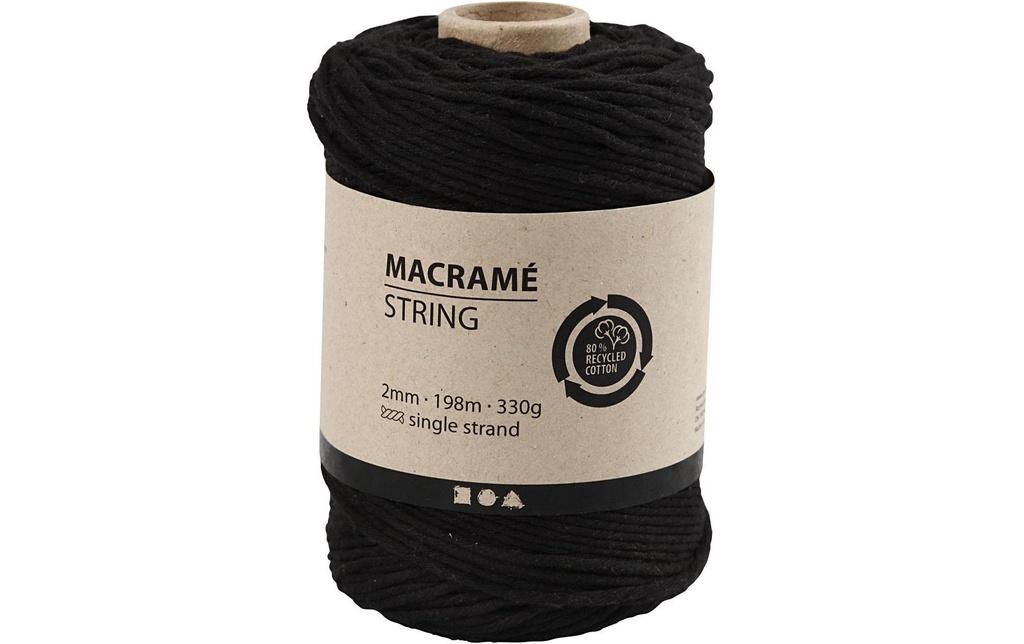Creativ Company Fil de coton Makramé 330 g, Noir
