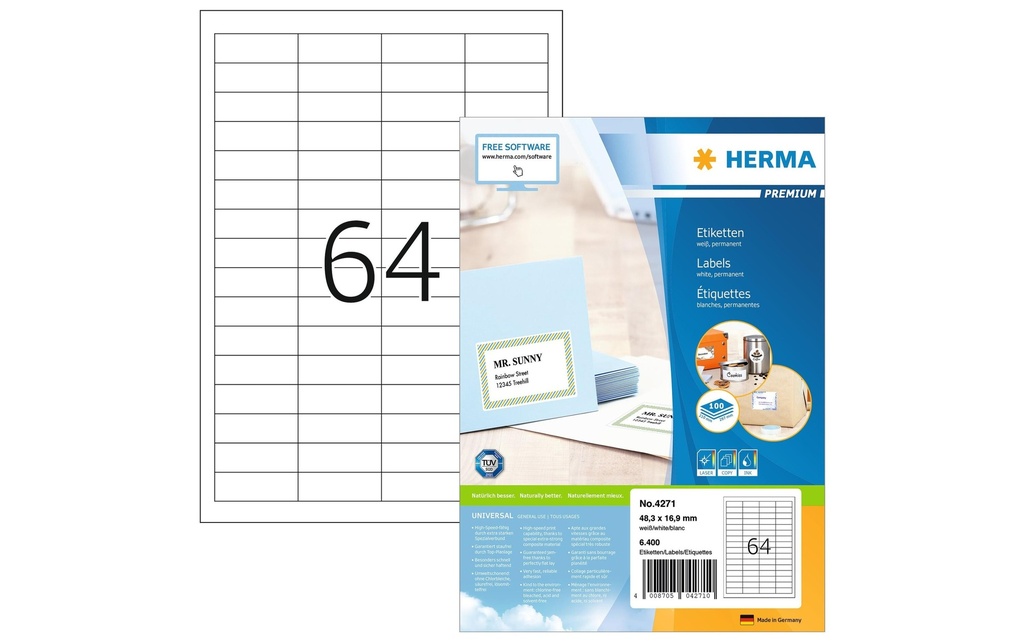 HERMA Etiquettes Premium 48.3x16.9 (100 pces)