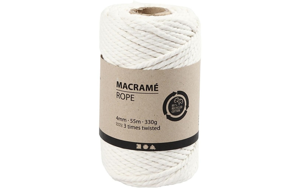 Creativ Company Fil de coton Makramee Rope 330 g, Blanc