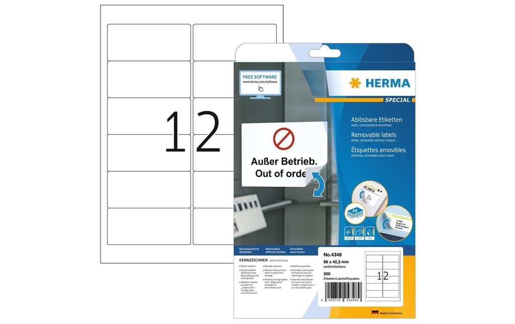 HERMA Etiquett.enlevable 96x42.3 (25 pces)