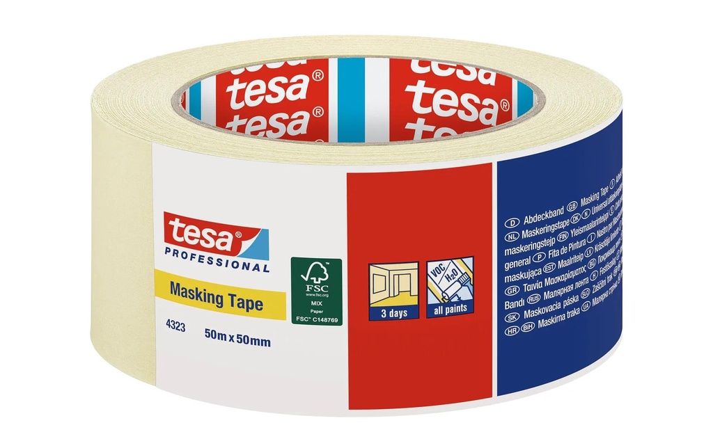 tesa Ruban de Krapp Basic 50 m x 50 mm, beige clair