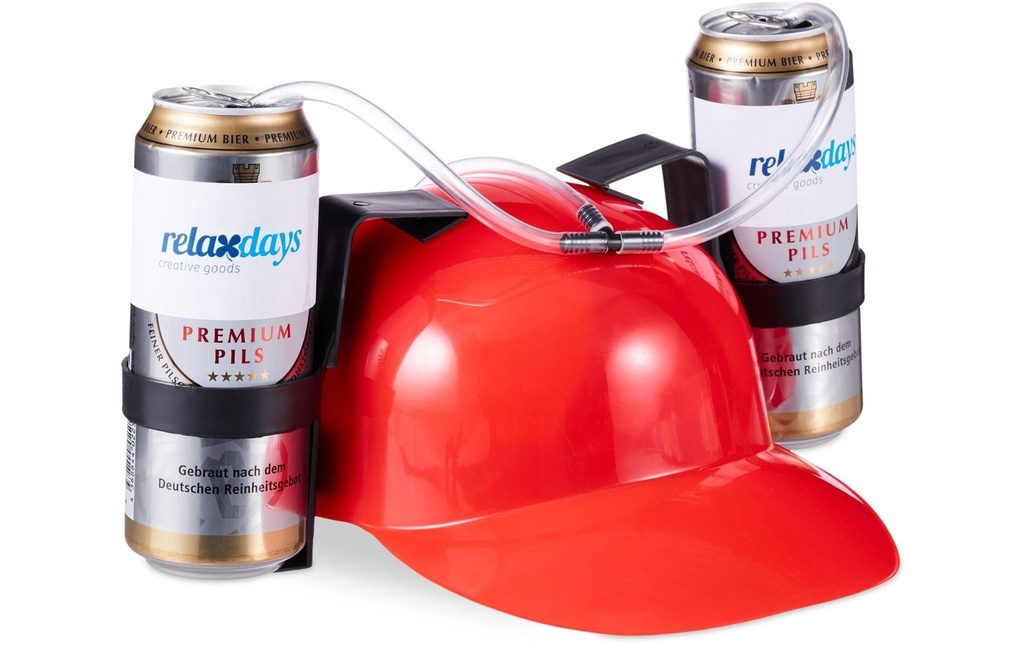 relaxdays Accessoires de fête Casque pour boire 13 x 32 cm, rouge