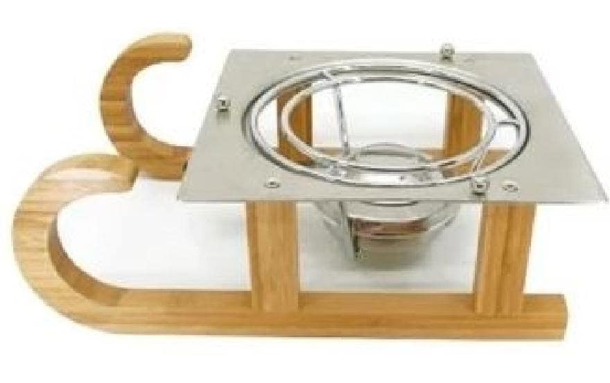 Nouvel Réchaud à fondue Traîneau, argent / marron