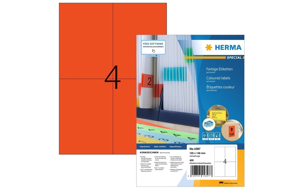 HERMA Etiquettes Spec.105x148 rouge (100 pces)
