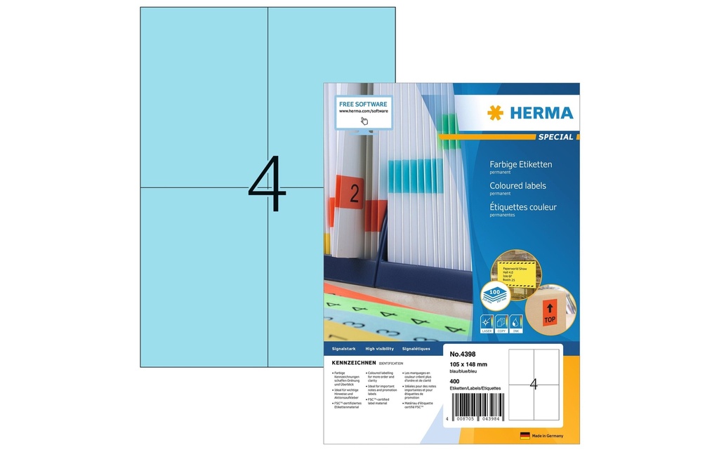 HERMA Etiquettes Spec.105x148 bleu (100 pces)