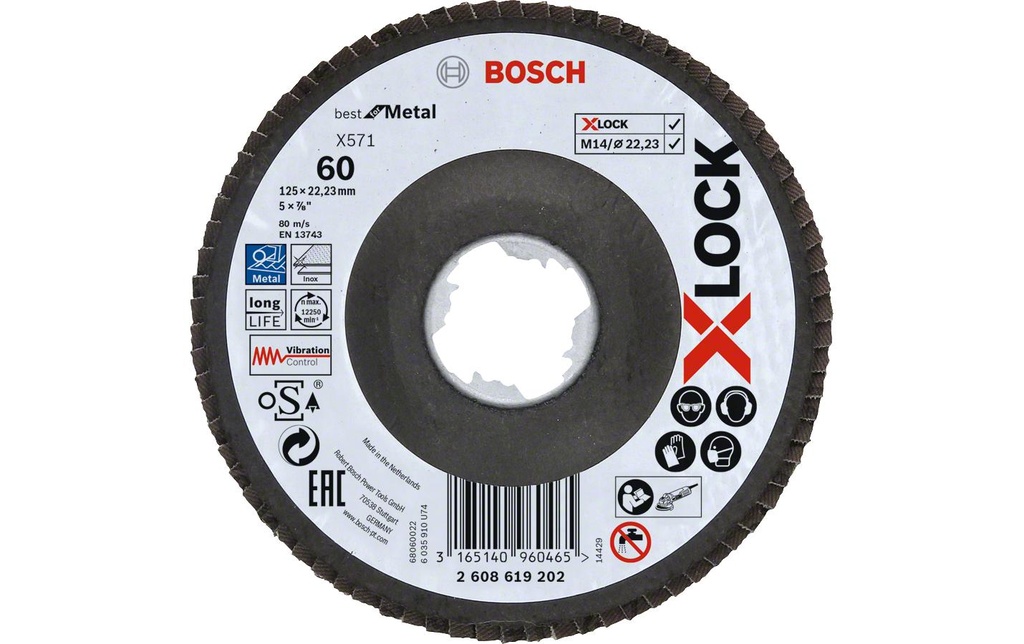 Bosch Professional Disque à lamelles X-LOCK Best for Metal K60, 125 mm