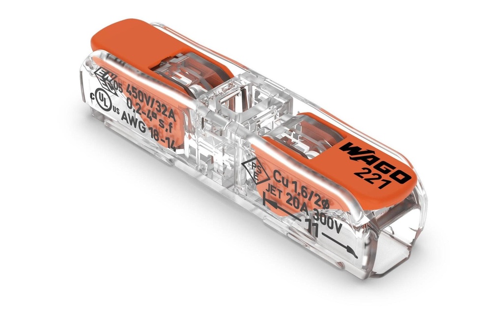 WAGO Borne de jonction avec levier, 0.2 - 4 mm², 2-fach, 60 Pièce/s