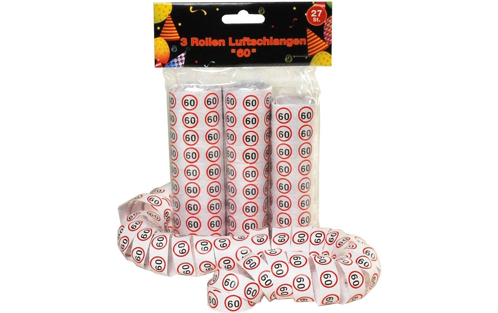 Trendcompany Serpentins 60e anniversaire 3 rouleaux, 27 pièces