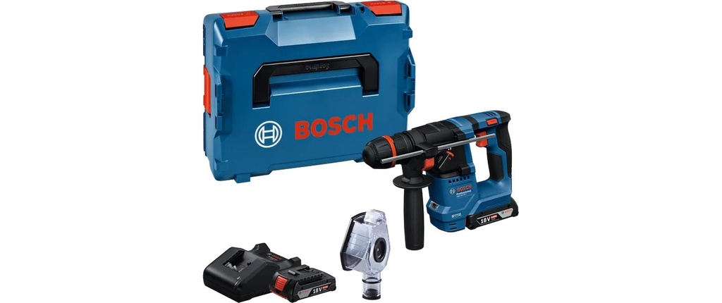 Bosch Professional Marteau perforateur sans fil avec ONECHUCK GBH 18 V-18 X 2x batterie en L-BOXX