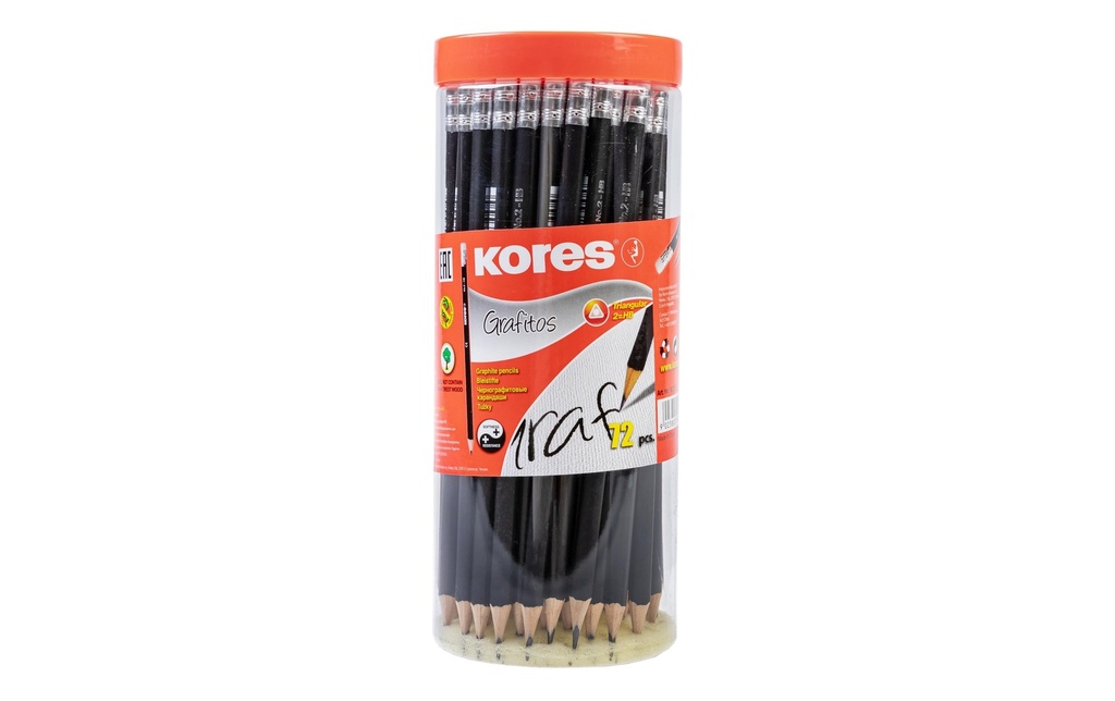 Kores Crayon Grafitos 3 mm, 3 carrés, 72 pièces