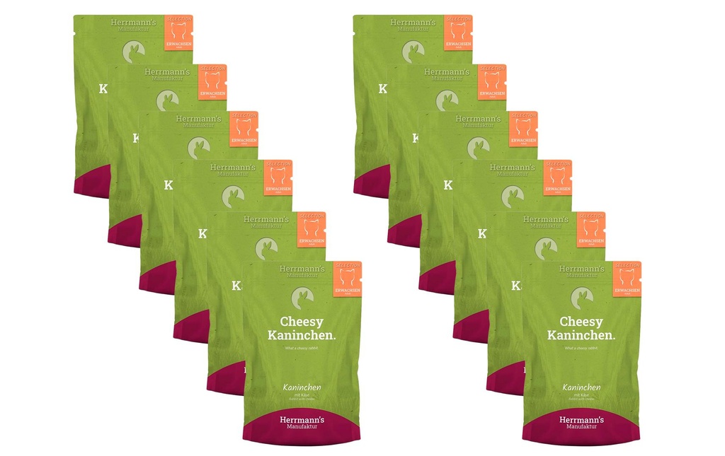 Herrmann's Alimentation humide Lapin et fromage 12 x 100 g