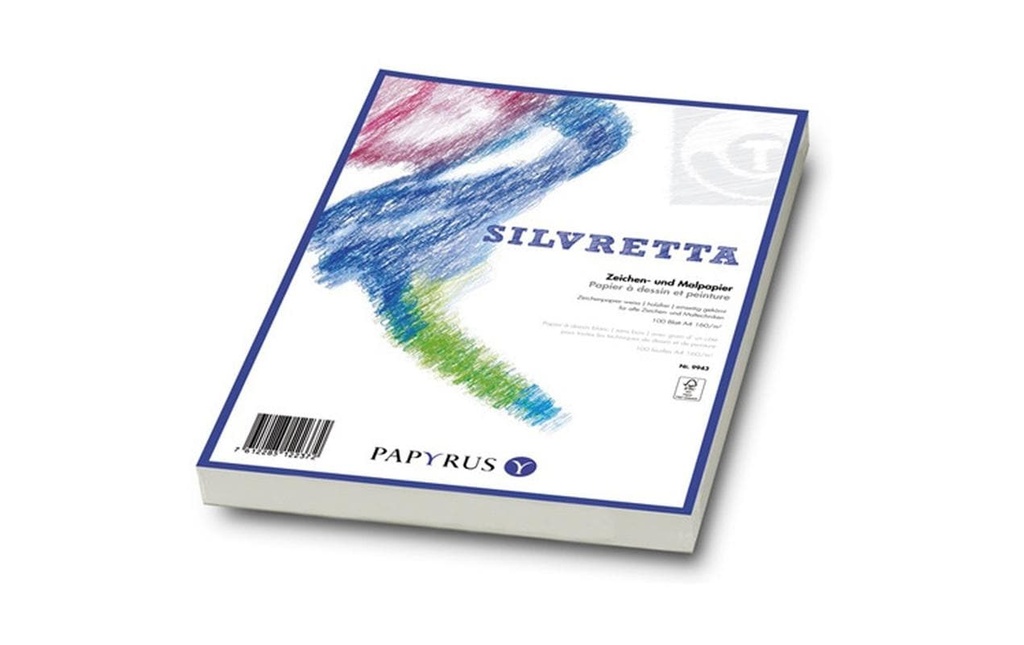 Papyrus Papier à dessin Silvretta A4, 180 gm², 100 feuilles