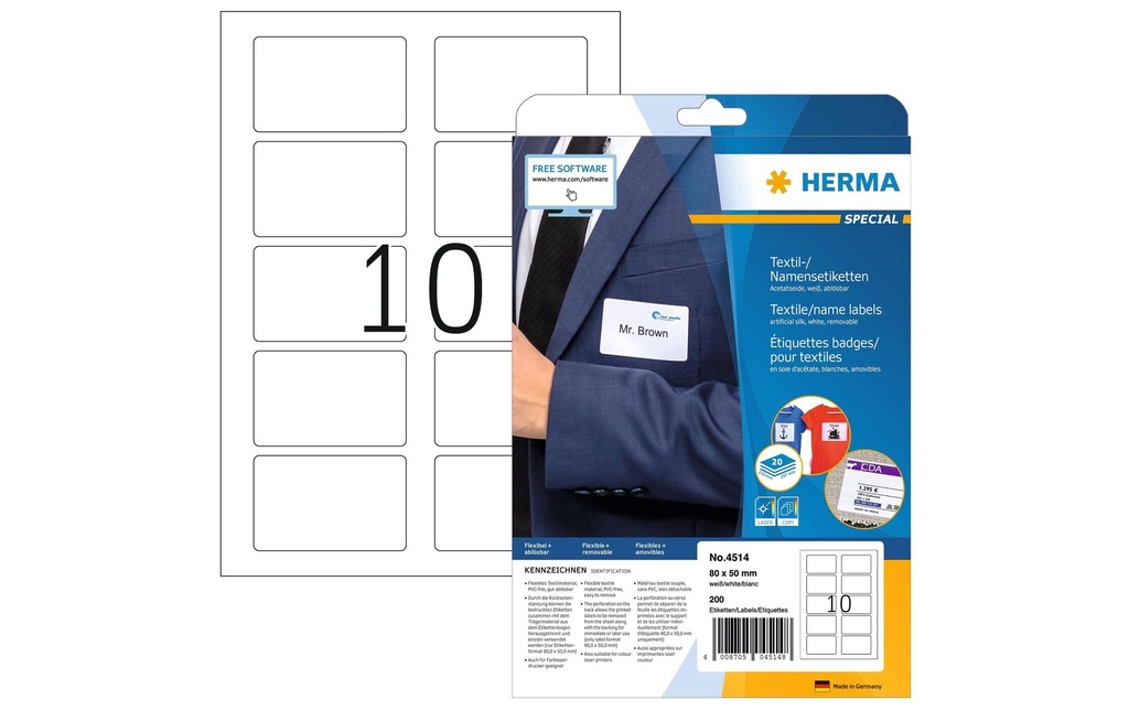 HERMA Etiqu.noms 80x50mm blanc (20 pces)