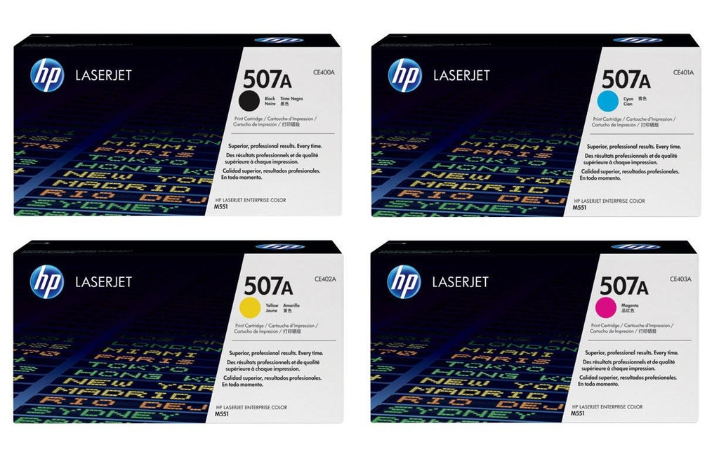 HP Kits arc-en-ciel Nr. 507A (CE400A-CE403A) BL/C/M/Y