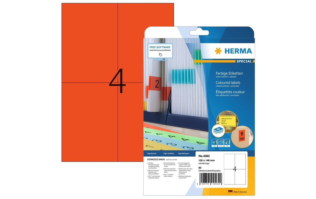 HERMA Etiqu.spéc.105x148 rouge 20f (20 pces)
