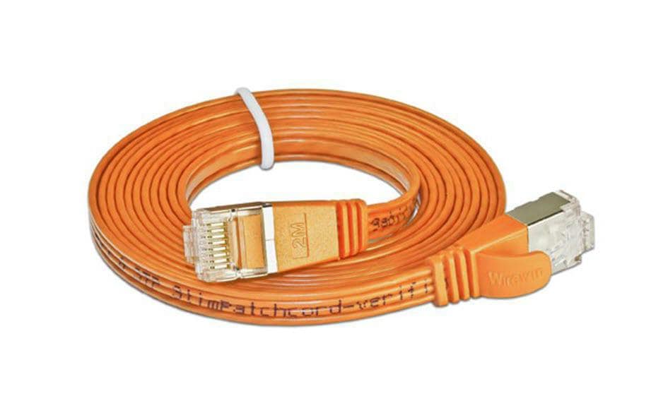 SLIM Câble patch slim RJ-45 - RJ-45, Cat 6, STP, 0.15 m, Orange