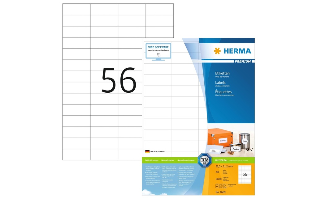 HERMA Etiquettes Premium 52.5x21.2 (200 pces)