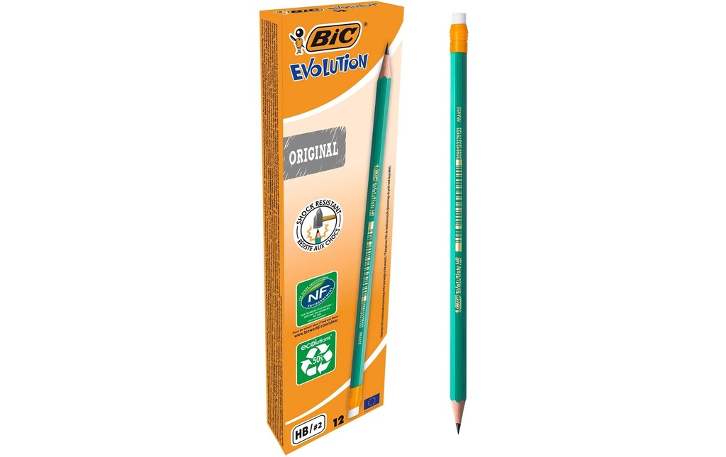 BIC Crayon incl.gomme (12 pces)