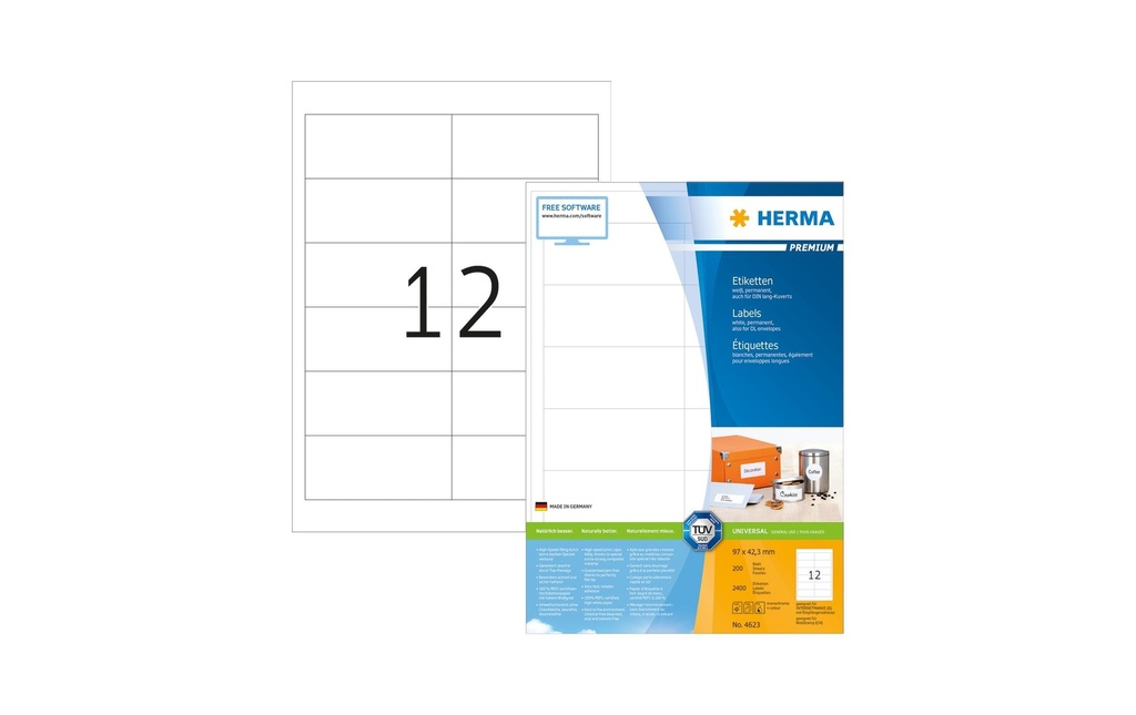 HERMA Etiquettes Premium 97x42.3 (200 pces)