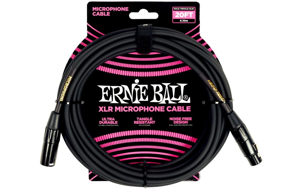 Ernie Ball Câble XLR XLRm-XLRf 6.1 m, Noir