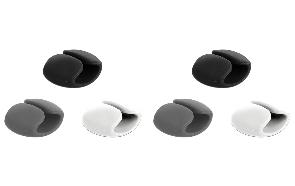 Delock Clip pour câble 14 mm, 3x2 pièces, blanc, gris, noir