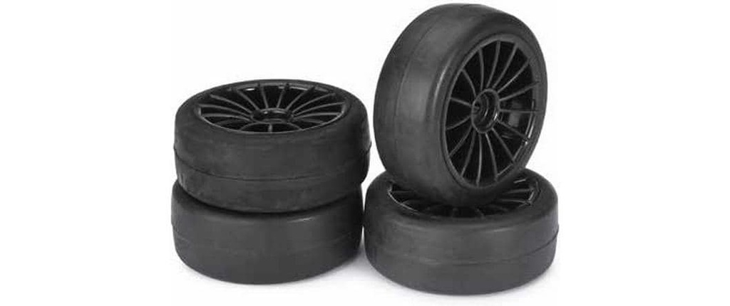 Absima Jeu de roues Onroad 20 rayons / Slick Noir 1:10 (4)