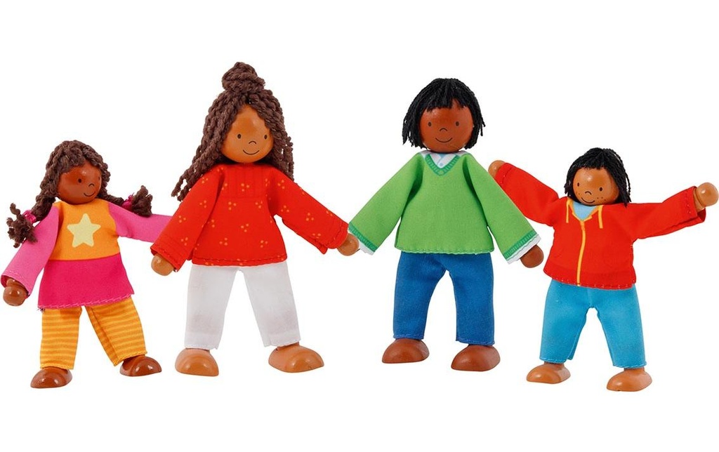 Goki Poupée articulée Famille de couleur 4 pièces