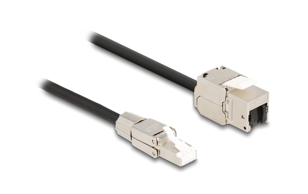 Delock Câble patch RJ45 vers Keystone Cat 6A, S/FTP, 1 m