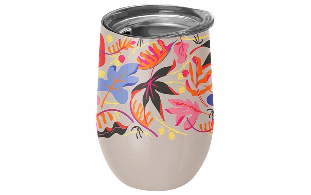 BioLoco Gobelet isotherme Office-Secret garden 420 ml, Gris/Multicolore