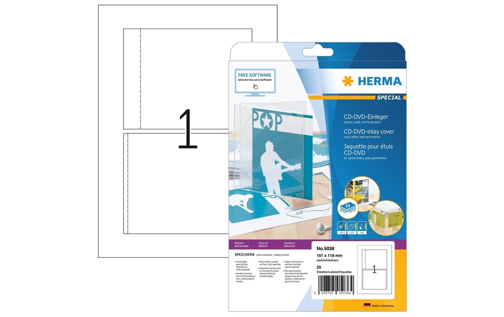 HERMA Jaquette CD Spec.151x118 25fl. (25 pces)