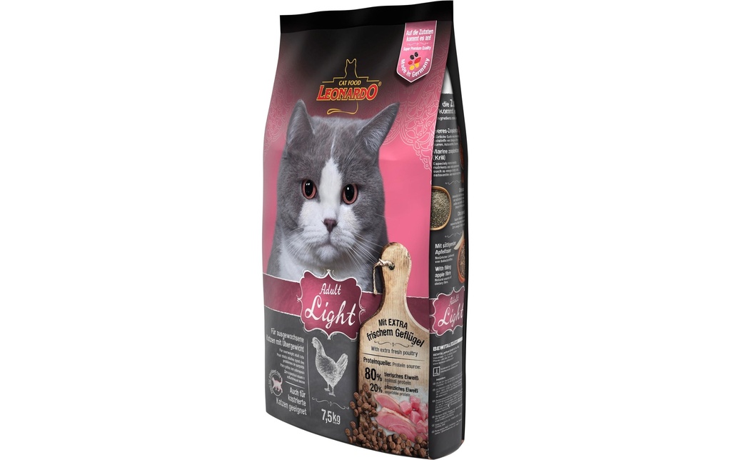 Leonardo Cat Food Alimentation sèche Adult Light, 7,5 kg