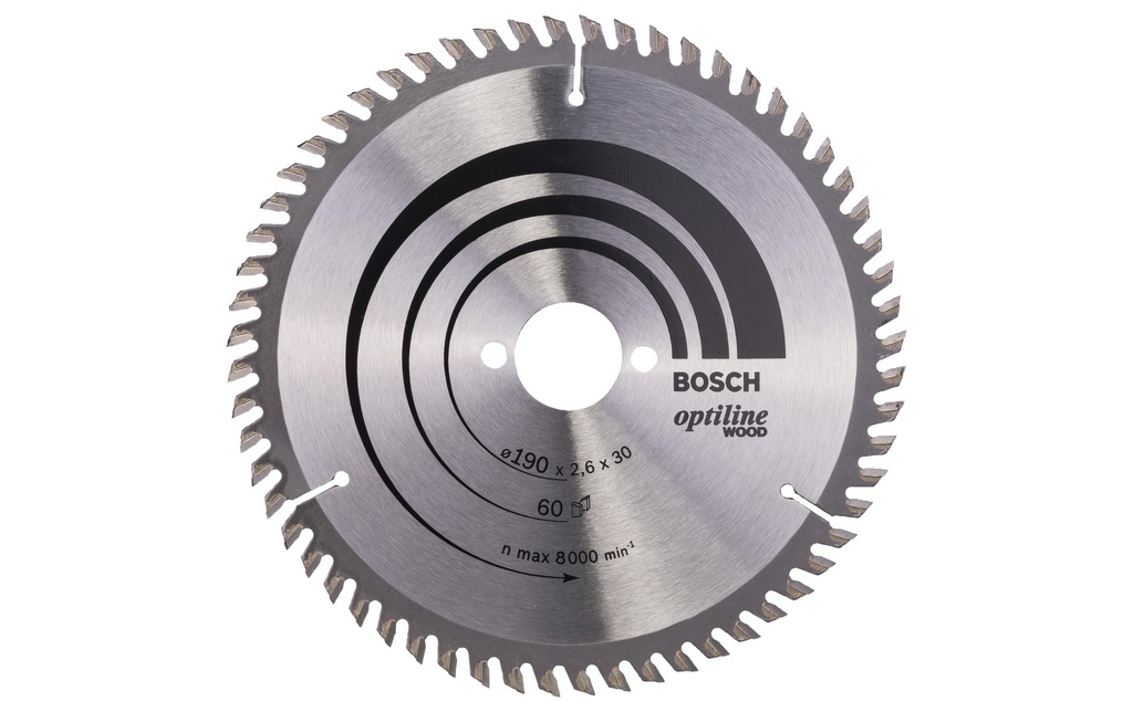 Bosch Professional Lame de scie circulaire Optiline Wood, 190 x 30 x 2.6 mm, Z 60