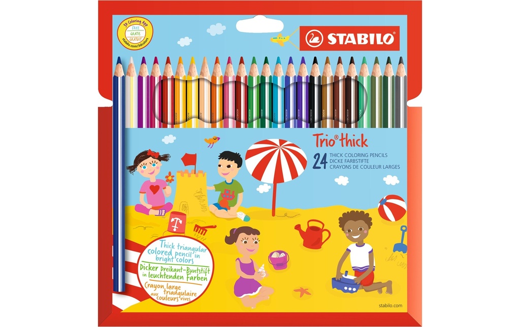 STABILO Crayons de couleur Trio épais 24 pièces