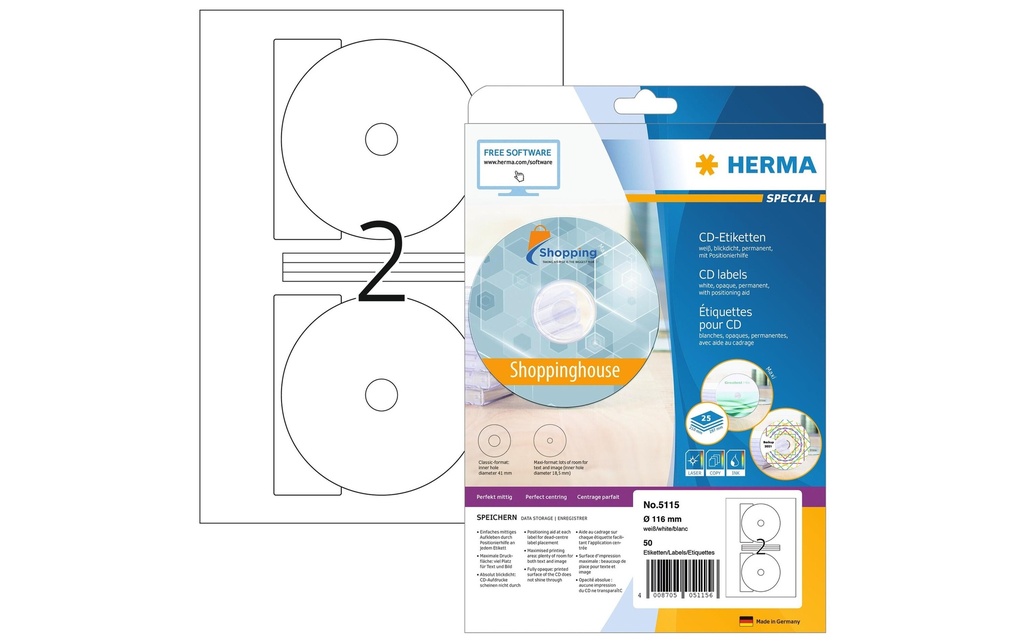 HERMA Etiquettes Spec.CDmaxi Ø116 (25 pces)