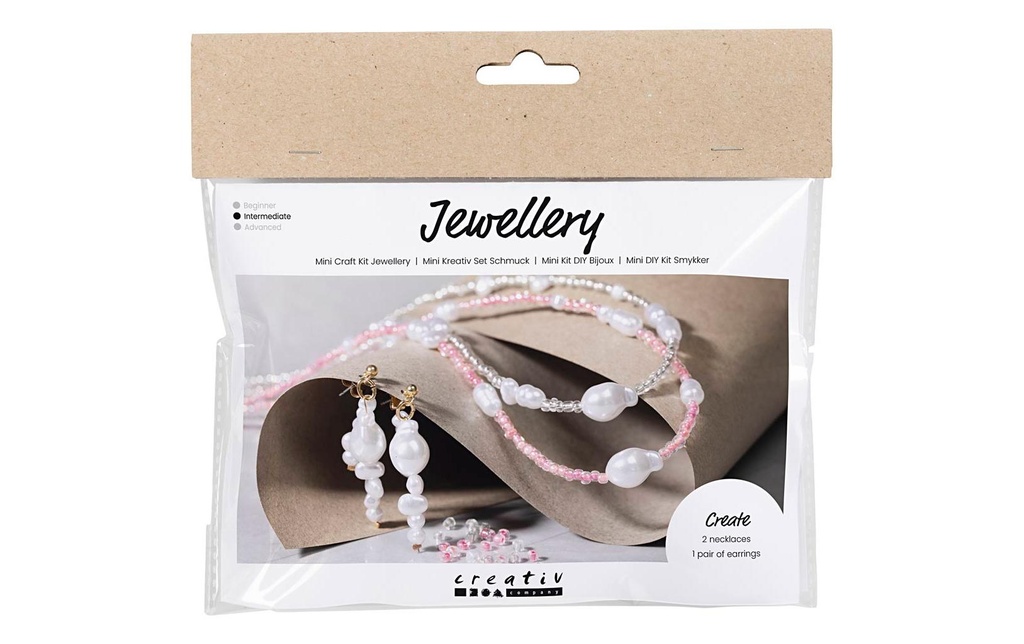 Creativ Company Kits de bricolage pour bijoux Colliers et boucles d'oreilles rose/blanc