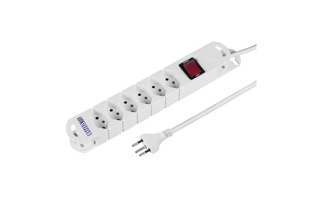 STEFFEN Bloc multiprises TIDE 6 x T13 3m Blanc