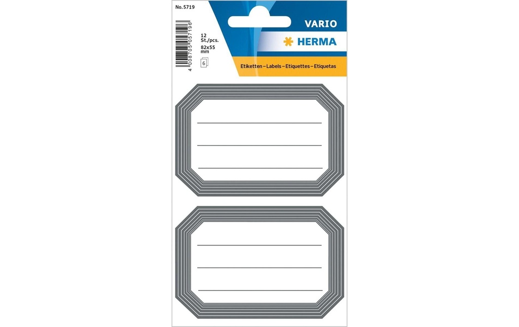 HERMA Etiquett.scol.ligné bord gris (6 pces)