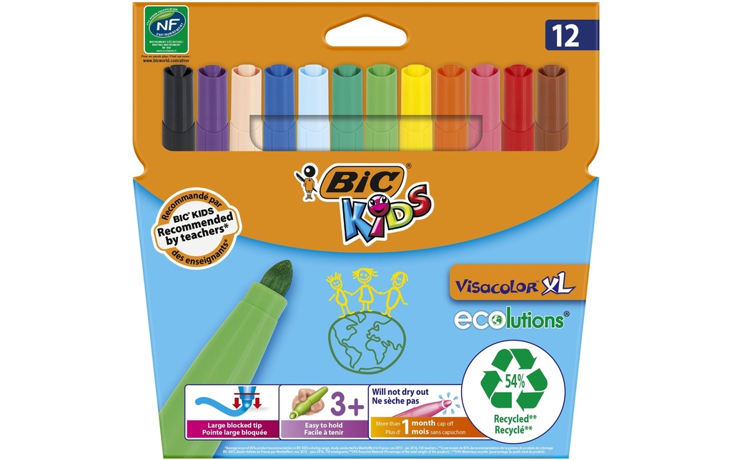 BIC KIDS Visacolor assorti (12 pces)