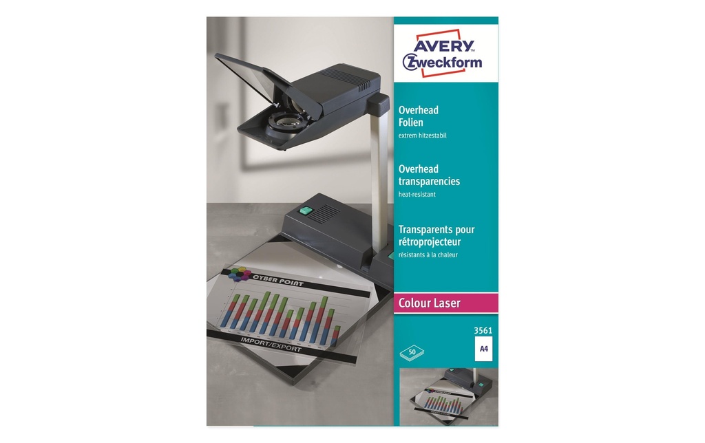 Avery Zweckform Feuille de rétroprojection A4, 50 Pièce/s, Transparent