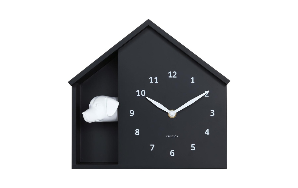 KARLSSON Horloge murale Peeking Doggy Black