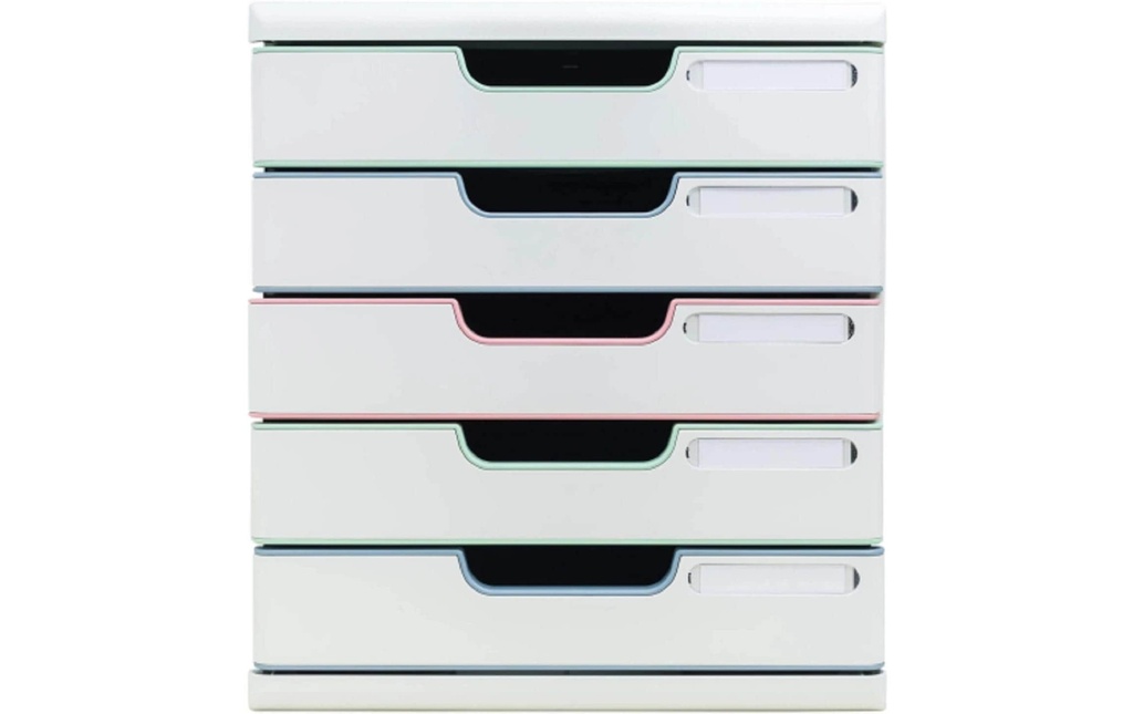 Exacompta Boîte à tiroirs Modulo AutentiK, A4+, 5 tiroirs, multicolore