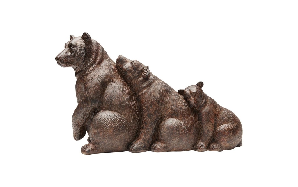 Kare Figure décorative Relaxed Bear Family Brun