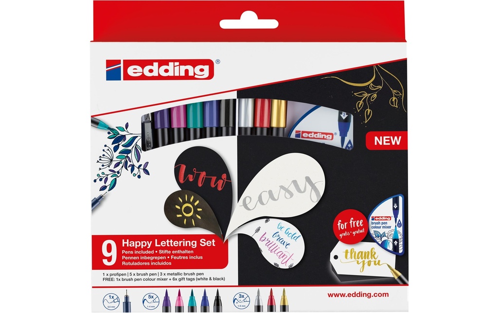 edding Brushpen Happy Lettering 9 pièces