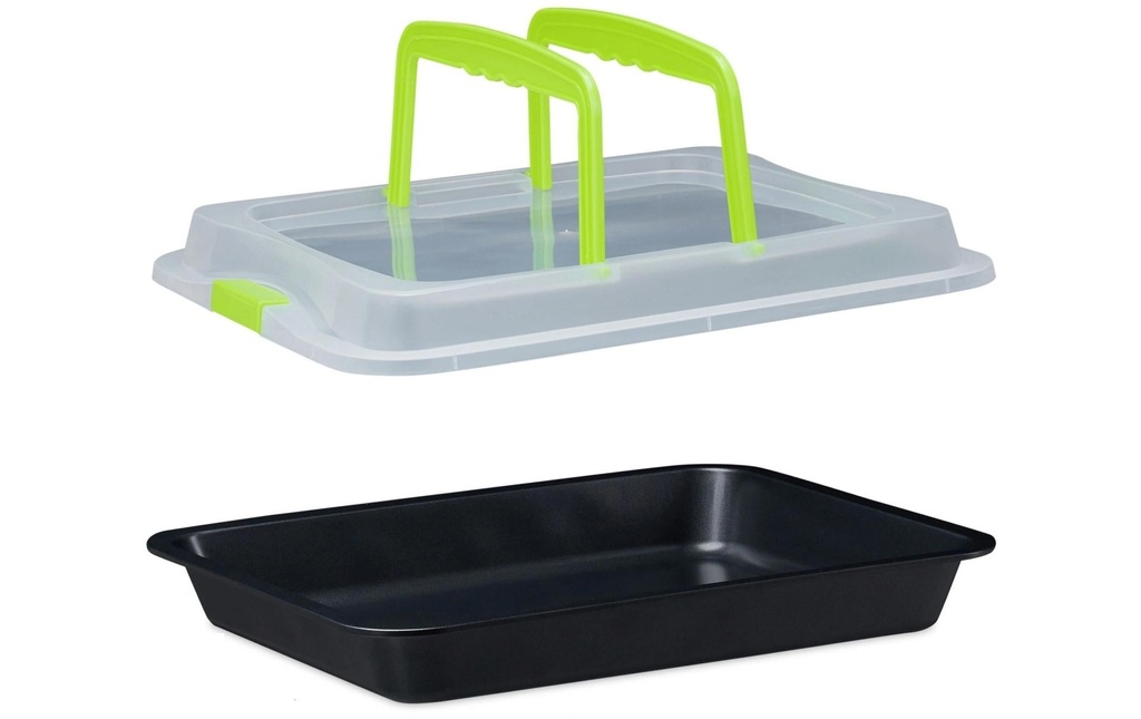 relaxdays Plat à four carré 40.5 cm x 32.5 cm, noir/vert