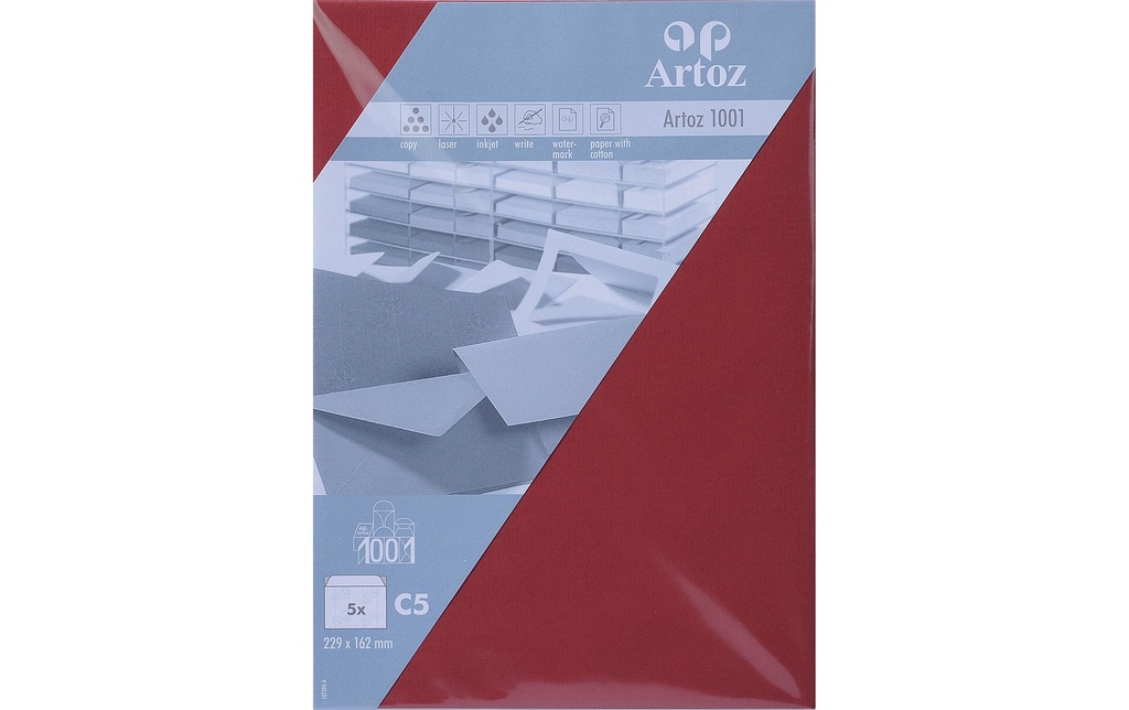 Artoz Enveloppe 1001, C5, 5 Pièce/s, Vin rouge