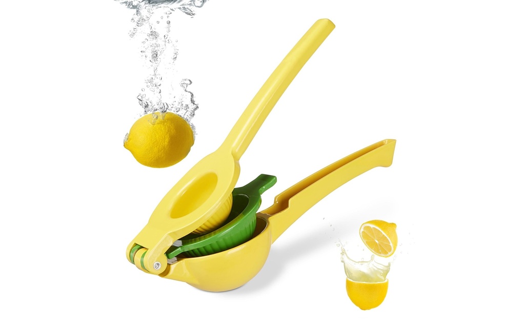 relaxdays Presse-agrumes manuel 2 en 1 Jaune